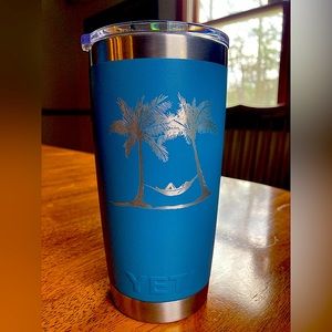 Customized Yeti rambler Nordic blue 20 oz tumbler. New without tags